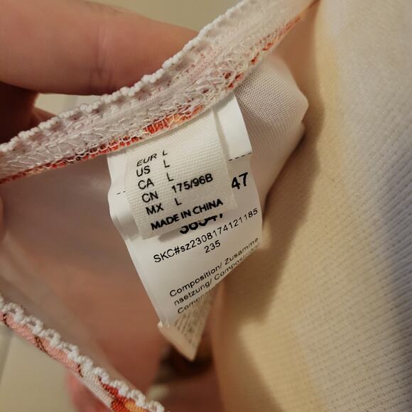 Forever 21 Large Red Floral Stretch A-Line Midi Skirt 60s Hippie Boho - Picture 2 of 7